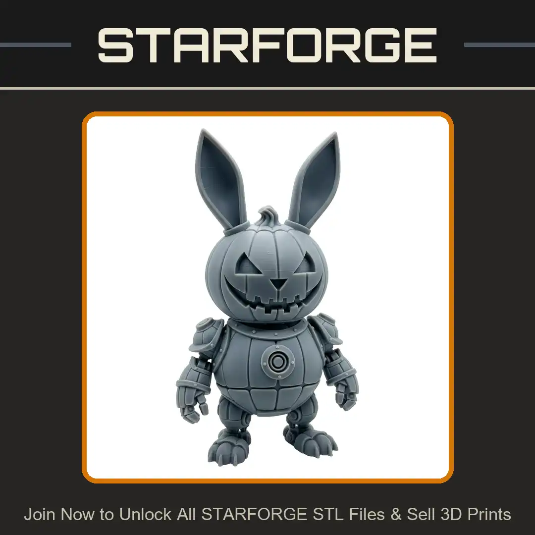 Jack O Lantern Pumpkin Rabbit Bunny Robot Mechanical Armored Halloween Mech Ears Claws - View 1 of 2