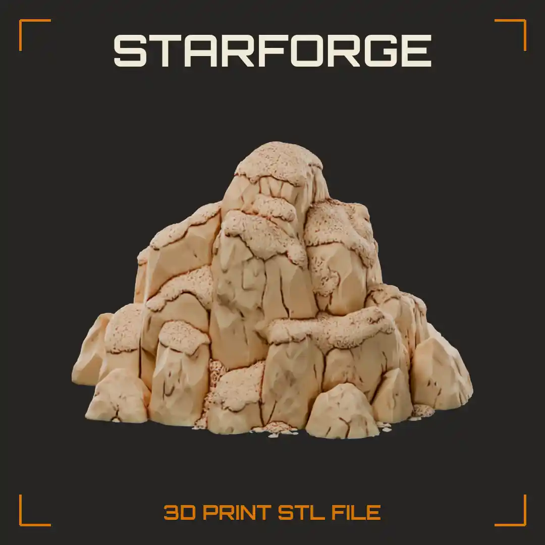 Jagged Stacked Boulder Rock Formation with Weathered Crags and Rubble Base
