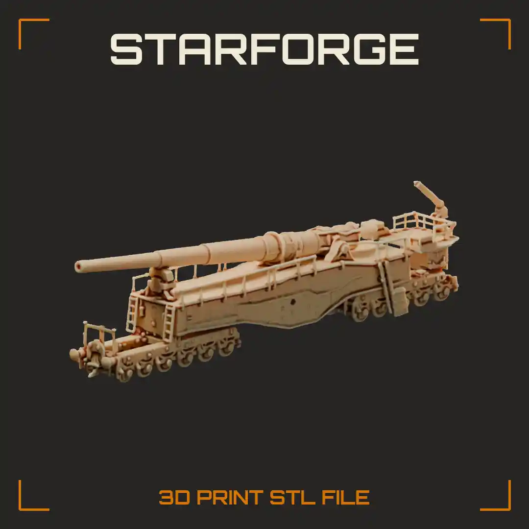 K5 Leopold WW2 Railway Gun with Long 280mm Barrel Cradle and Twin Rail Bogies
