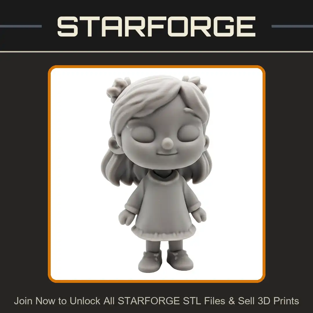 Kawaii Chibi Girl Villager Hair Buns Pigtails Side Bangs Cowl Neck Dress Ruffled Hem Boots - View 1 of 2