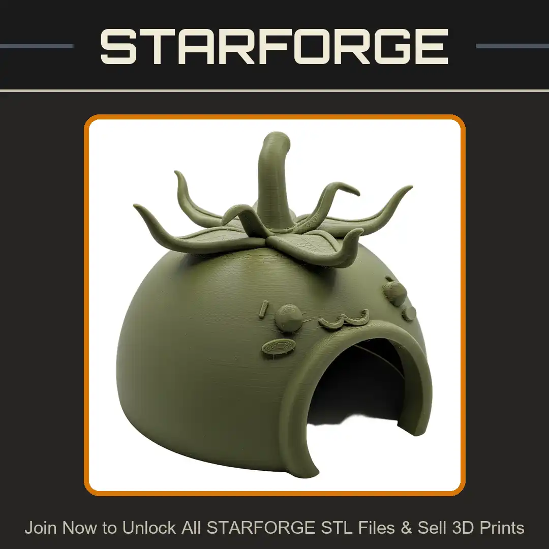 Kawaii Chibi Tomato House Hideout Hut Stem Ribbed Leaves Sepals Face Dome Archway - View 1 of 2