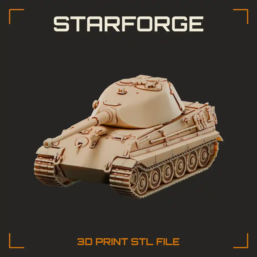 King Tiger Heavy Tank with Curved Porsche Turret Long 88mm Gun and Overlapping Road Wheels