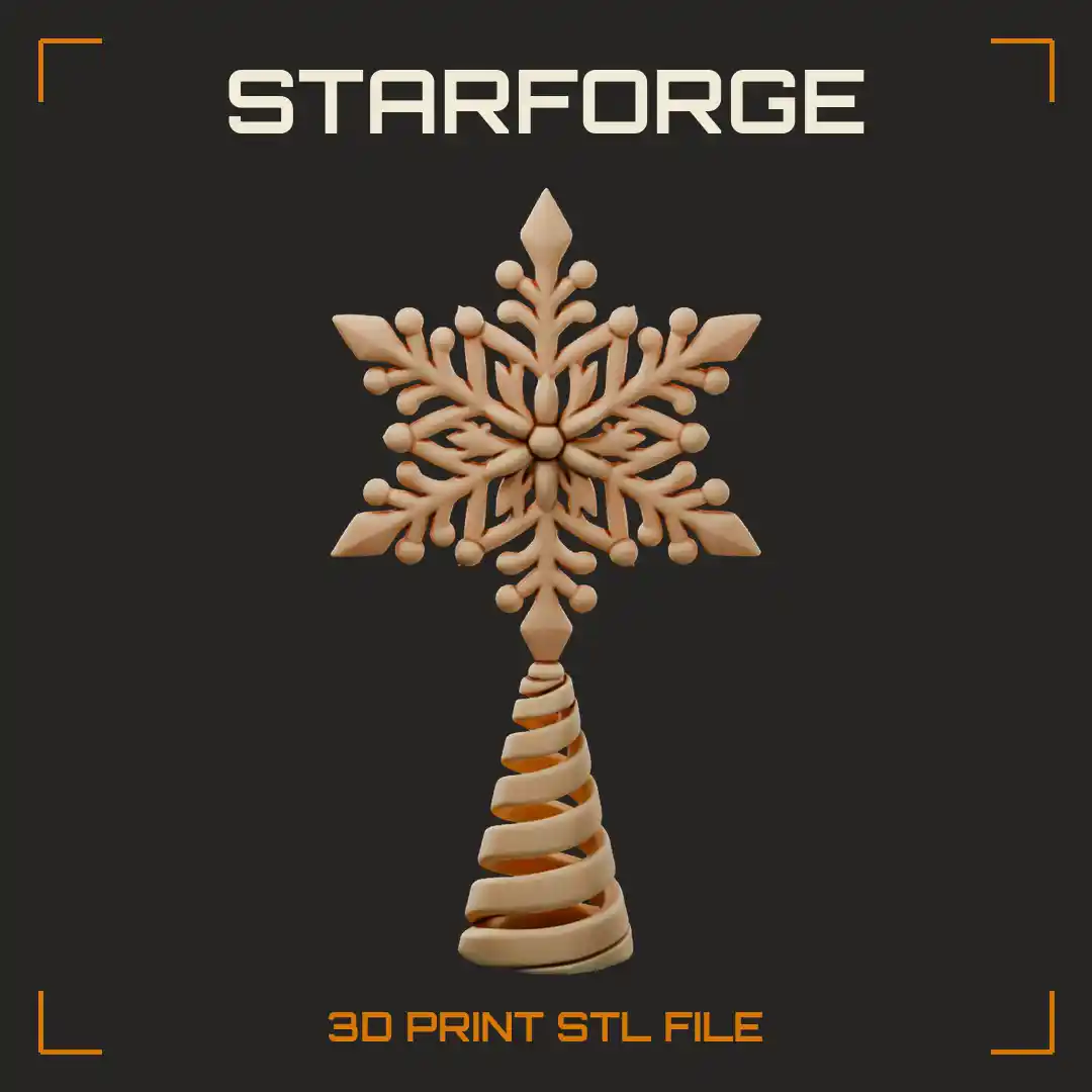 Lace Snowflake Tree Topper With Openwork Arms Scalloped Edges And Spiral Stem