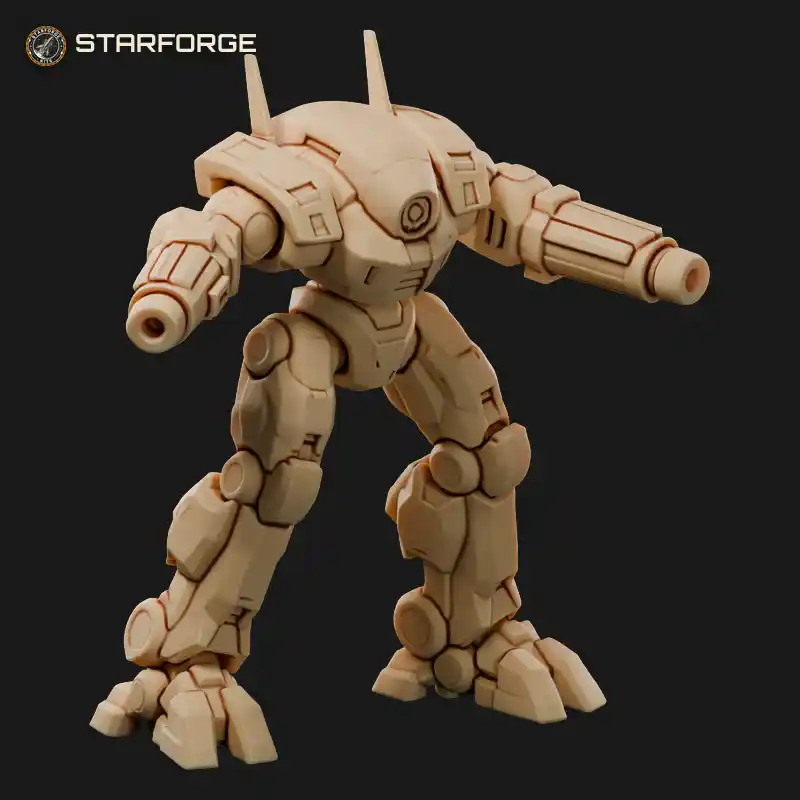 Laser Robot with Arm Laser Cannons Shoulder Emitters Armored Torso and Visor Head