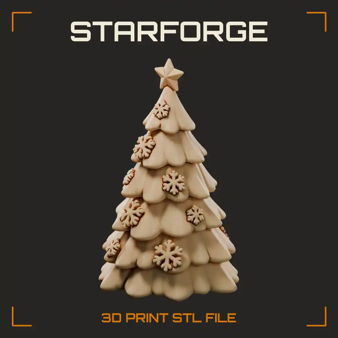 Layered Christmas Tree With Stacked Snowflake Tiers Trunk And Star Top