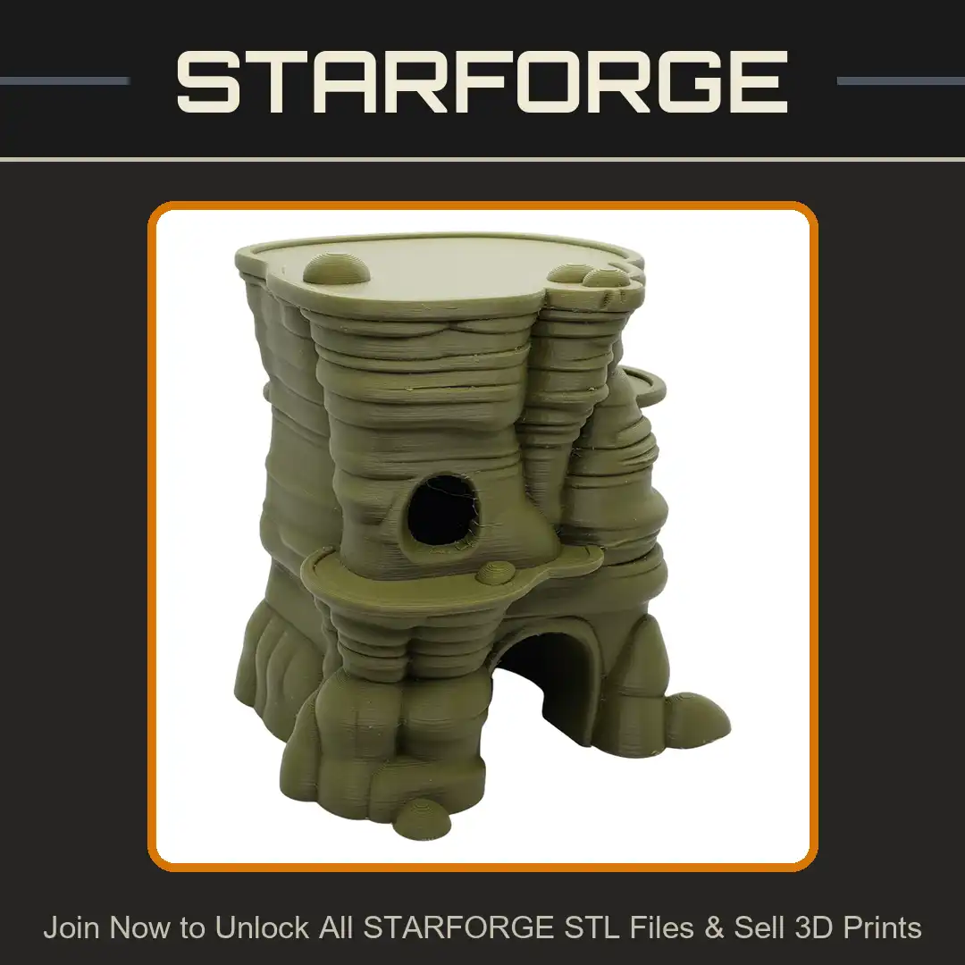 Layered Strata Tiered Rock Tower Mesa Cliff House Arched Portal Window Balcony Platform - View 1 of 2