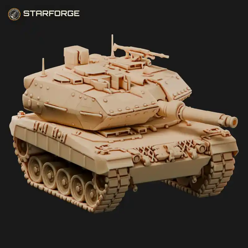 Leopard 2A5 Tank With Arrowhead Wedge Turret Armour 120mm Smoothbore Gun And Side Skirts