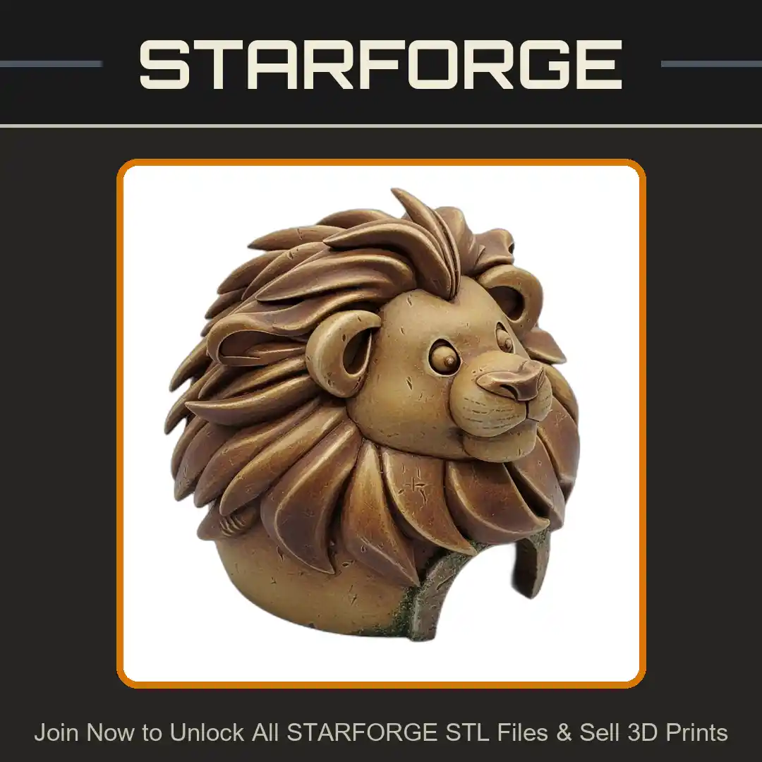 Lion Head Cave Decorative Mane Opening Entrance Reptile Fish Tank - 3D Printable STL File