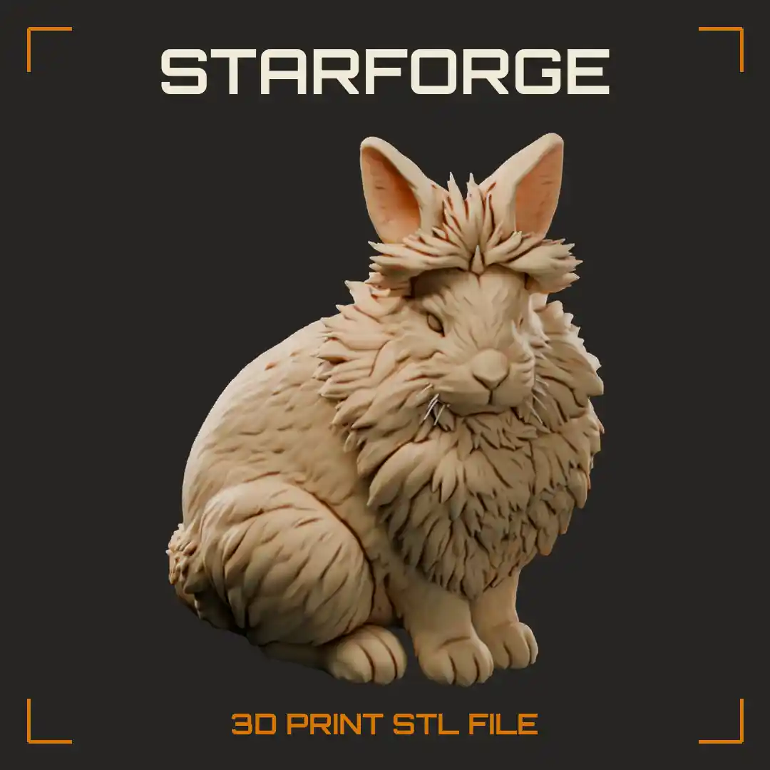 Lionhead Rabbit Sitting With Fluffy Woolly Mane Short Ears And Compact Body