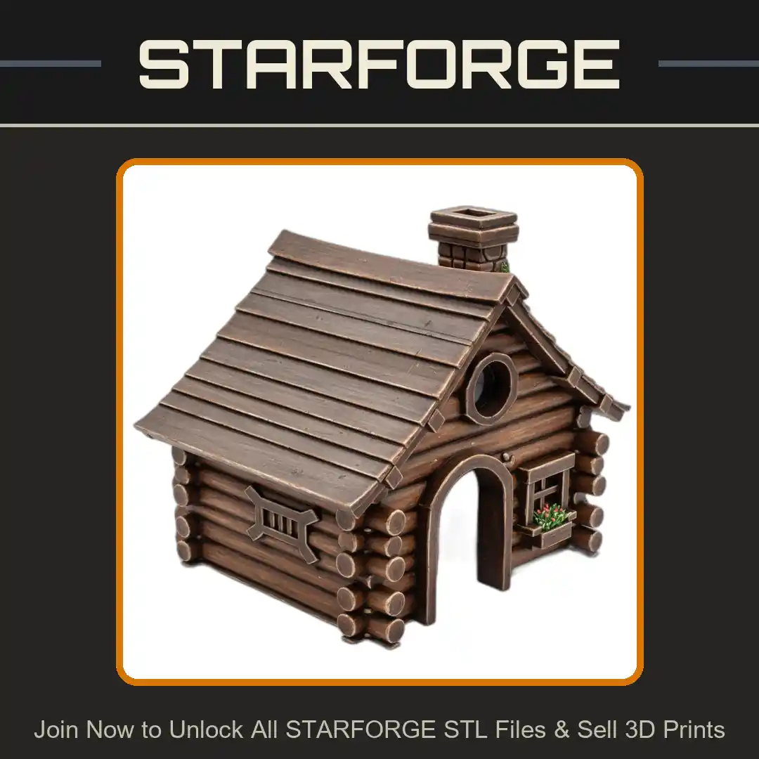 Log Cabin Hideaway Rustic Wooden Structure Chimney Arched Door Reptile Fish Tank - 3D Printable STL File