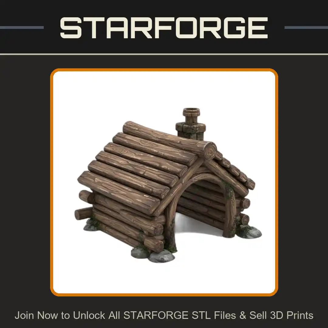 Log Cabin Hideout Rustic Chimney Arch Entrance Reptile Fish Tank - 3D Printable STL File