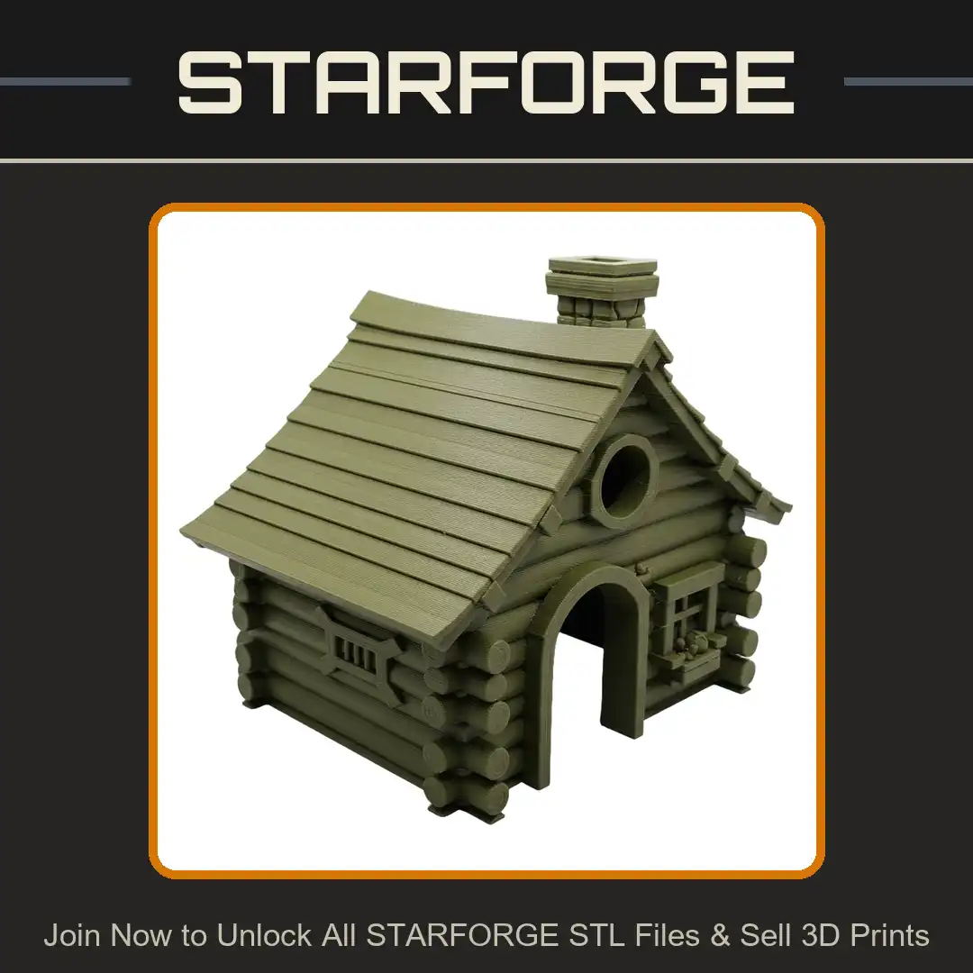 Log Cabin Wood House Rustic Cottage Stone Chimney Arched Doorway Plank Roof Window Box - View 1 of 2