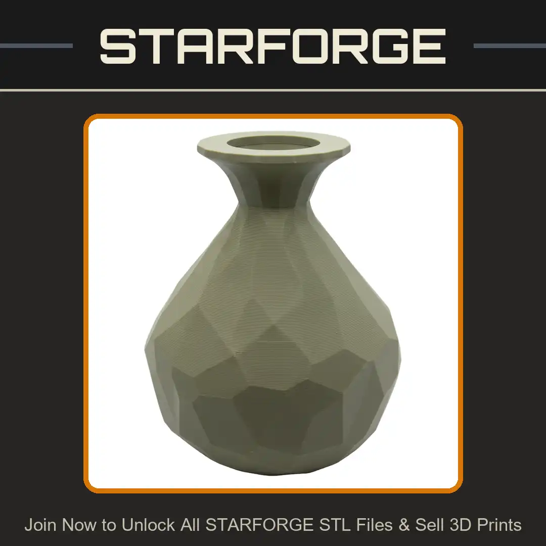 Low Poly Faceted Geometric Vase Modern Minimalist Bulbous Tapered Neck Vessel Pot Jar - View 1 of 2