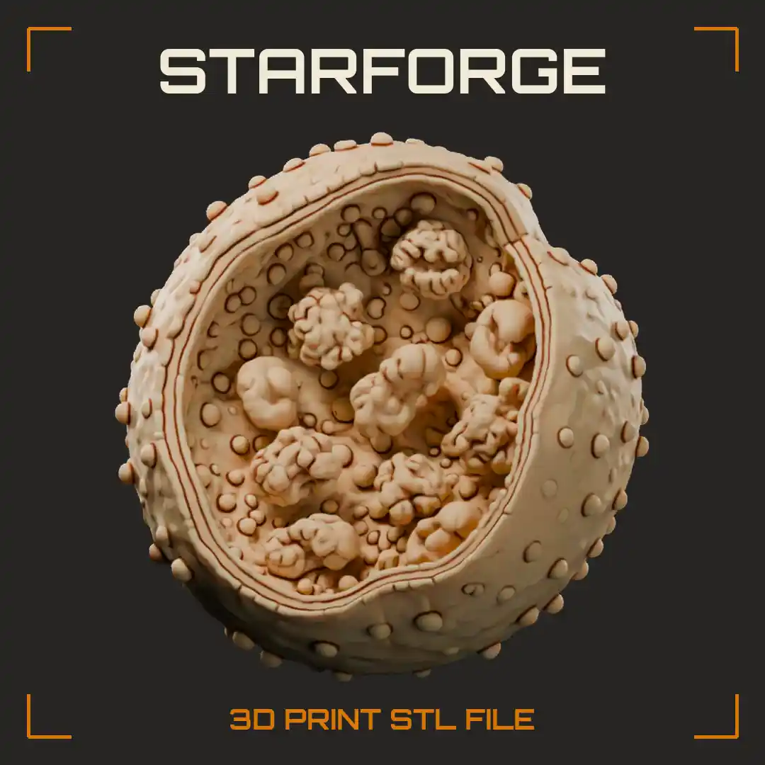 Lysosome Cutaway with Single Membrane Proton Pumps Digestive Enzymes and Engulfed Debris - 3D Printable STL File
