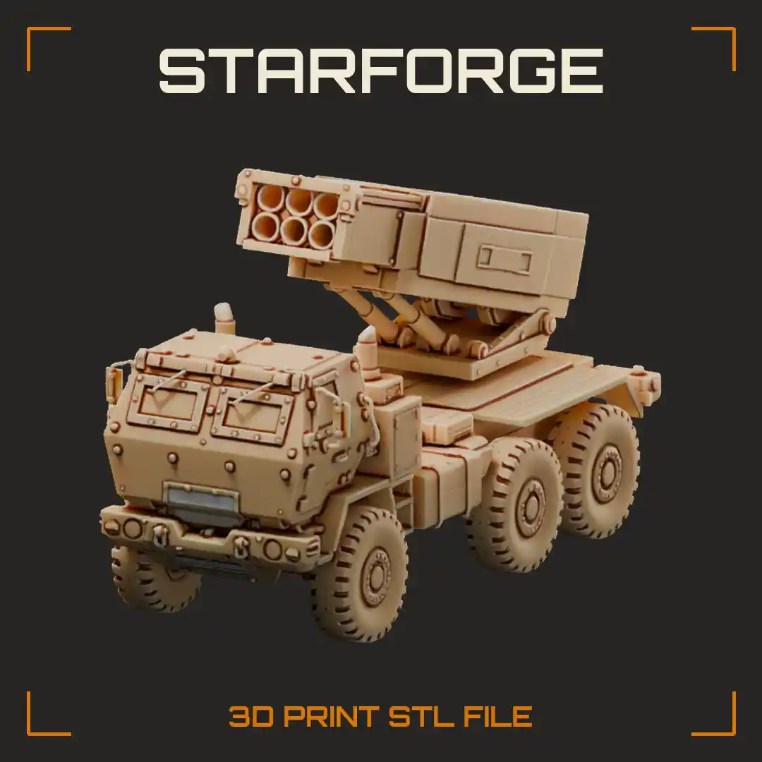 M142 HIMARS Rocket Artillery Truck with Armored Cab Launcher Pod and Six Wheels