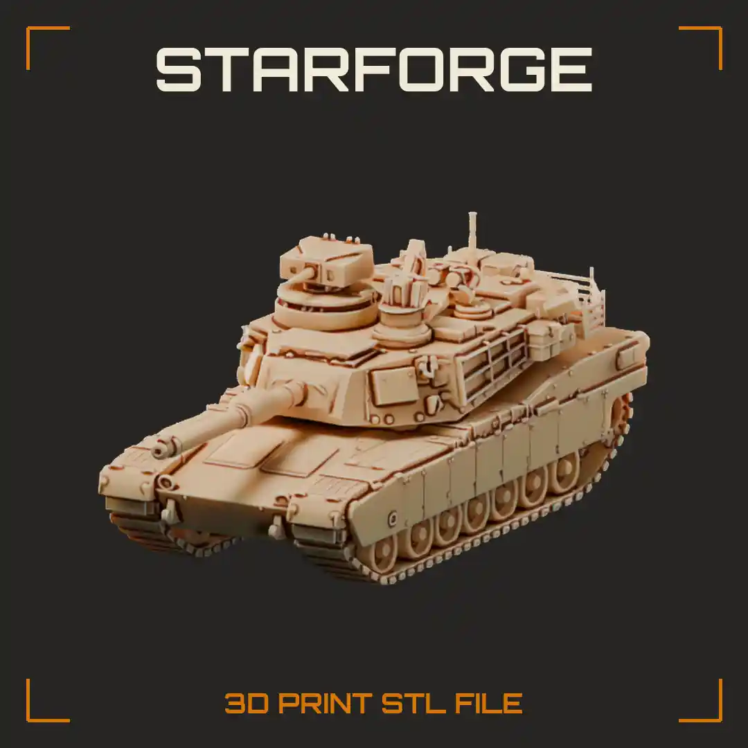 M1A2 Main Battle Tank Side View with Angular Turret Long Gun and Side Skirts