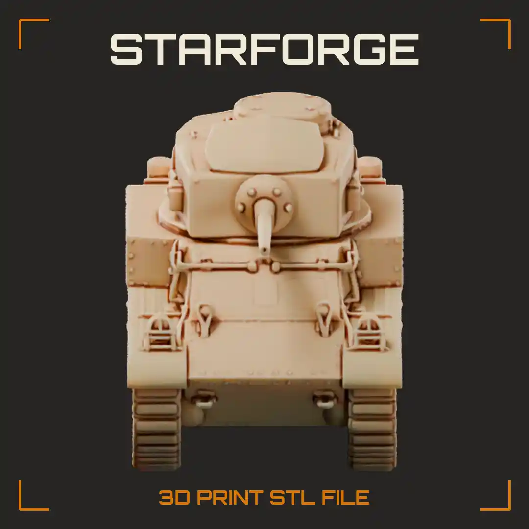 M3 Stuart Light Tank Side View with Riveted Hull 37mm Gun and Trailing Idler