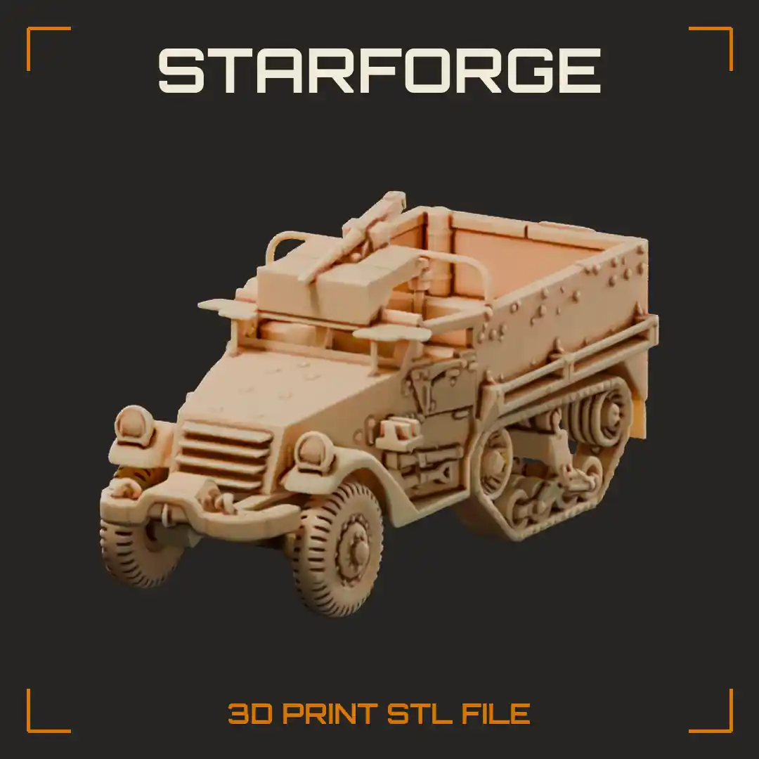 M3A1 Half-Track Personnel Carrier with Pulpit Machine Gun Ring Armored Cab and Open Troop Bed