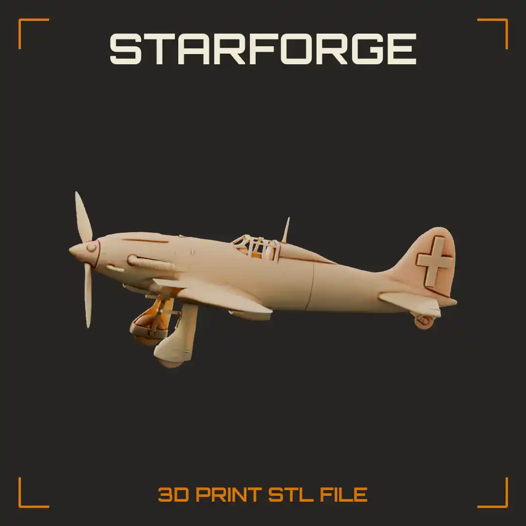 Macchi MC-202 Folgore WW2 Italian Fighter with Inline Engine Slim Fuselage and Tail Wheel