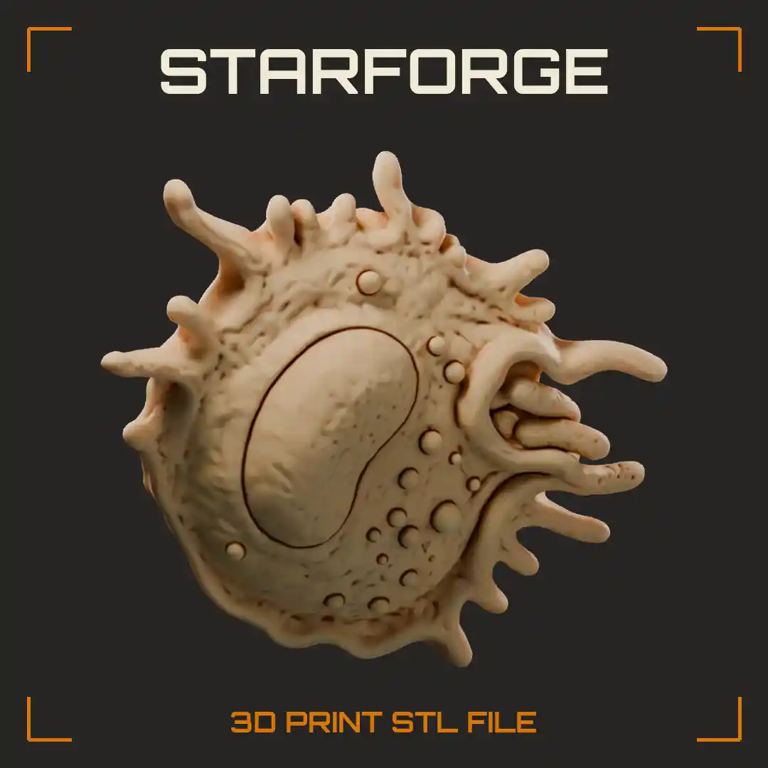 Macrophage Engulfing Rod Bacteria with Wrapping Pseudopods Kidney Nucleus and Phagosomes - 3D Printable STL File
