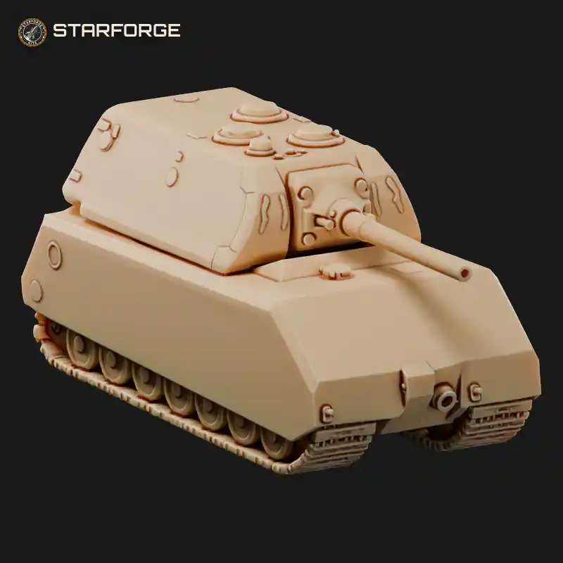 Maus Super Heavy Tank with Massive Turret 128mm Gun and Wide Armored Hull Skirts