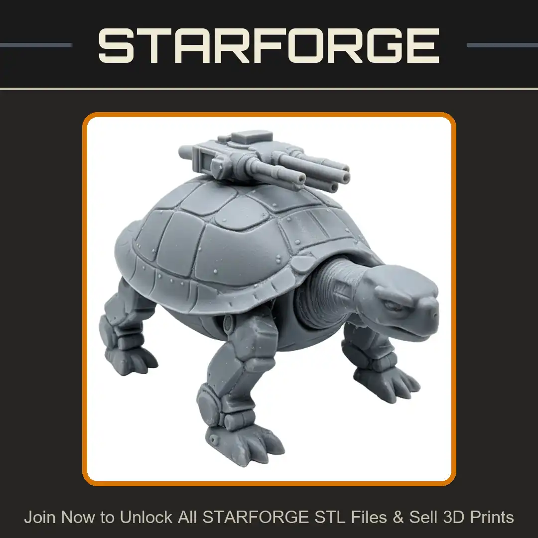 Mecha Tank Tortoise Triple Barrel Cannon Turret Armored Robotic Cyborg Plated Turtle - View 1 of 2