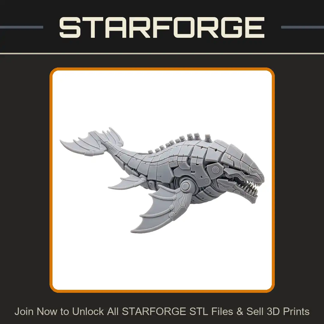 Mechanical Armored Whale Leviathan Robotic Cybernetic Shark Winged Fin Serrated Jaw - View 1 of 2