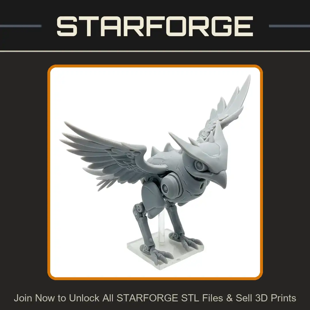 Mechanical Owl Clockwork Robot Bird Raptor Chibi Armored Spiked Blade Wings Talons - 3D Printable STL File