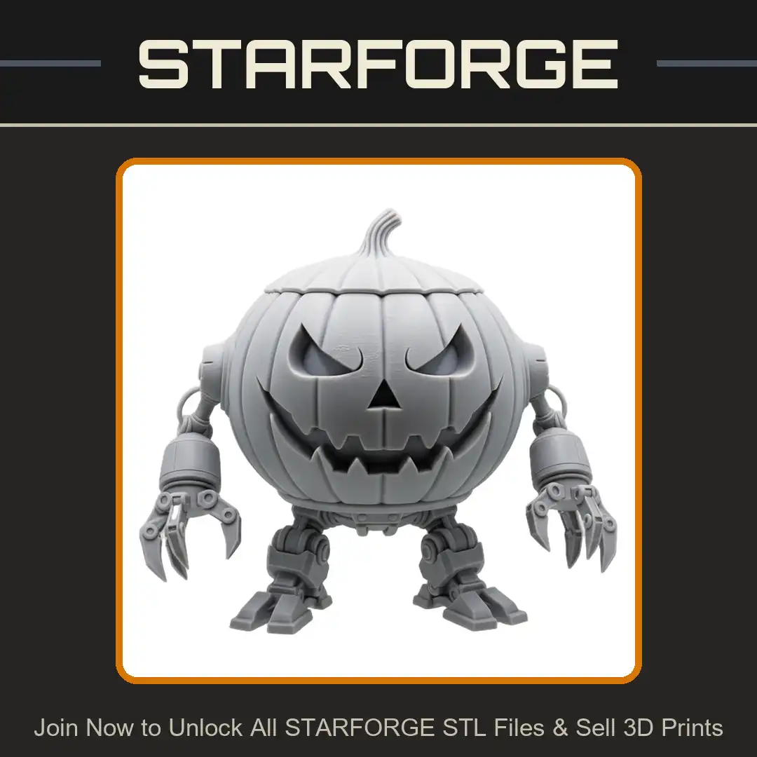 Mechanical Pumpkin Jack O Lantern Mech Robot Claw Arms Hydraulic Bipedal Legs Carved Face - View 1 of 2