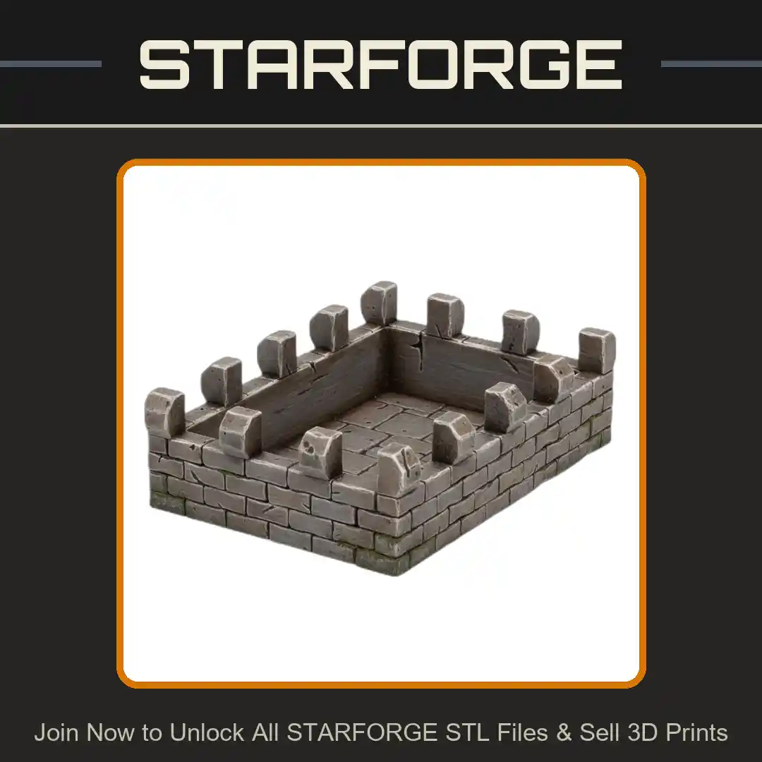 Medieval Castle Wall Shaped 3x5 Inch Index Note Card Holder - 3D Printable STL File