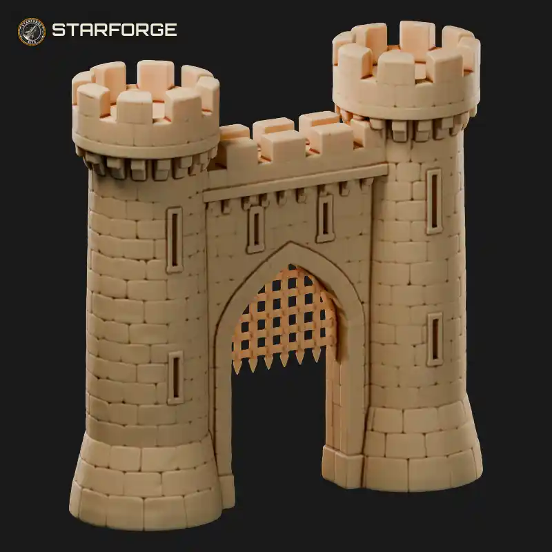 Medieval Stone Gatehouse with Portcullis Arch Battlements and Arrow Slits