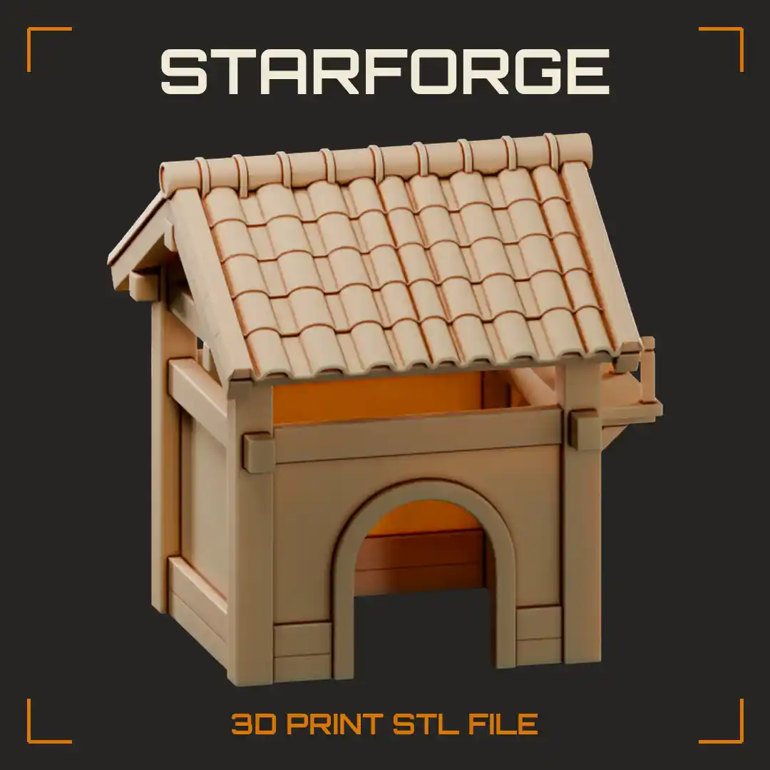 Medieval Timber Frame Pet Hide with Tiled Roof Arched Door and Picket Window