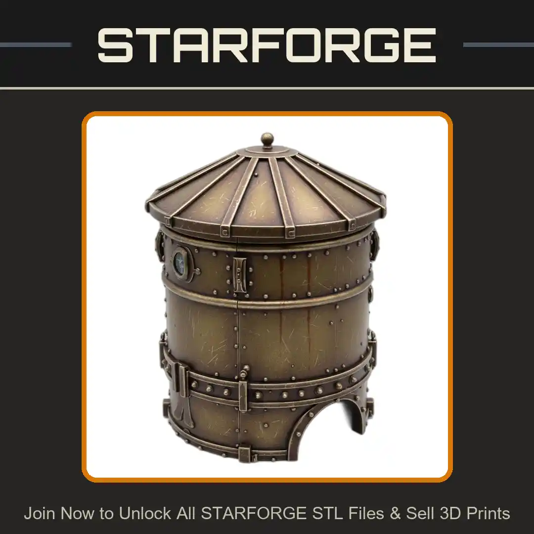 Metallic Steampunk Barrel Rivets Hinged Door Circular Roof Reptile Fish Tank - 3D Printable STL File