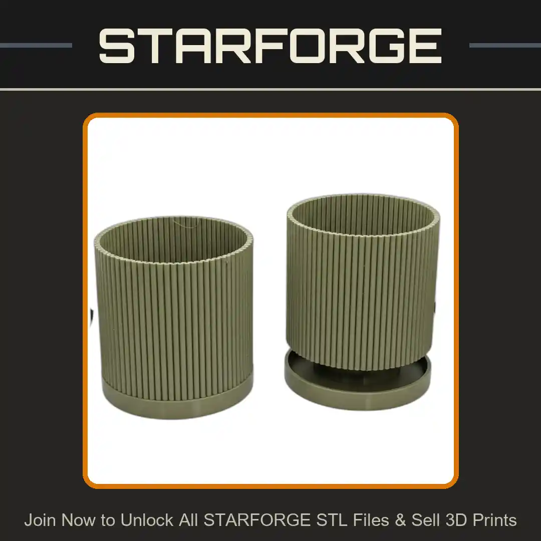 Mid-Century Modern Ribbed Fluted Planter for Indoor Plants - 3D Printable STL File