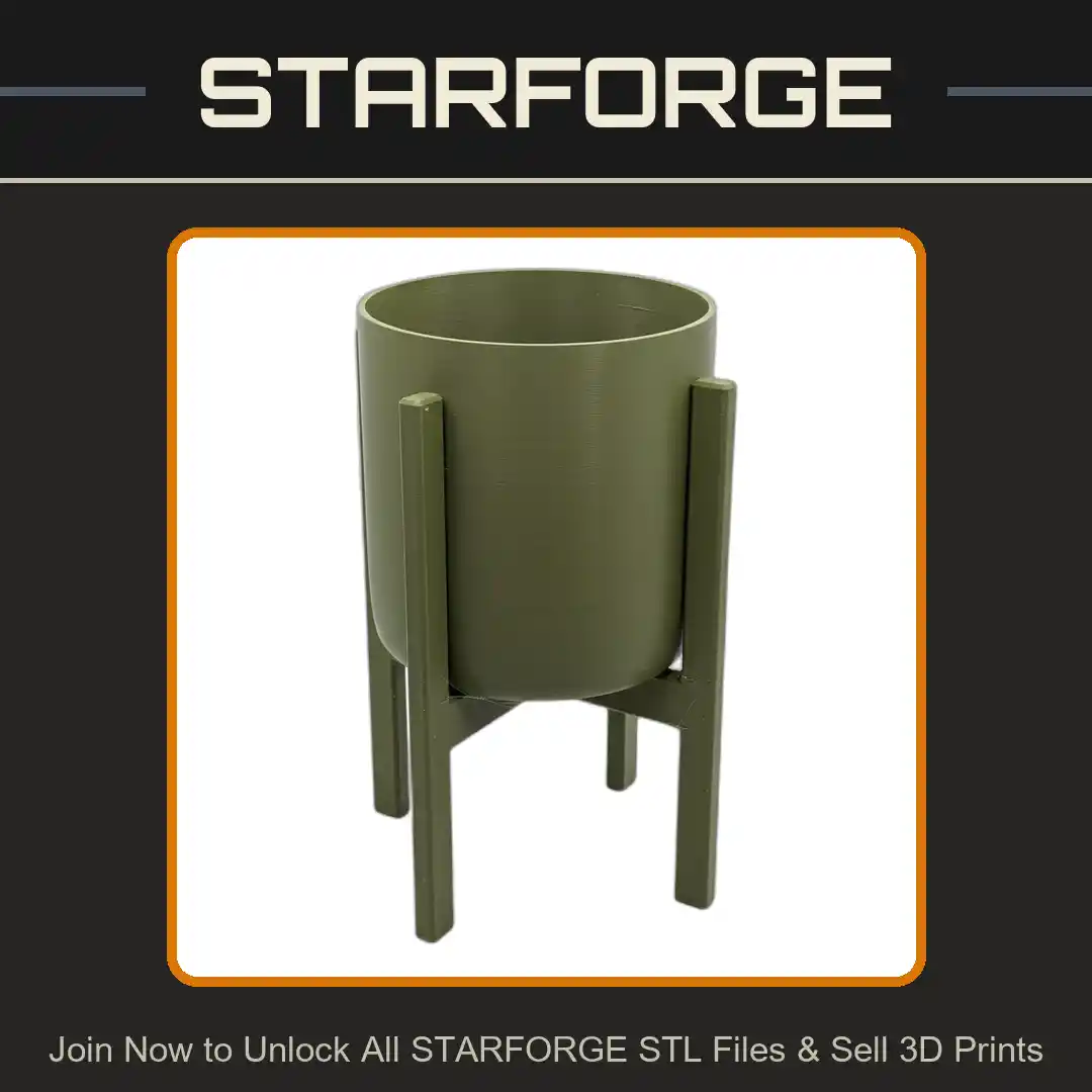 Minimalist Cylindrical Planter with Stand for Indoor Plants - 3D Printable STL File