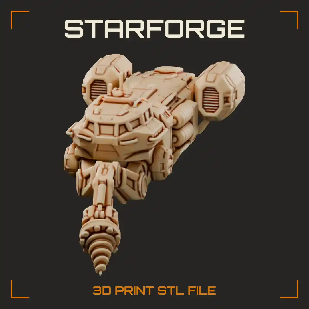 Mining Ship With Front Drill Arm Ore Hopper Cargo Bay And Heavy Thrusters