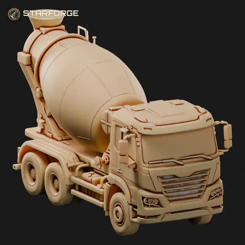 Modern Cement Mixer Truck with Rotating Drum Chute Water Tank Ladder and Tandem Rear Axles