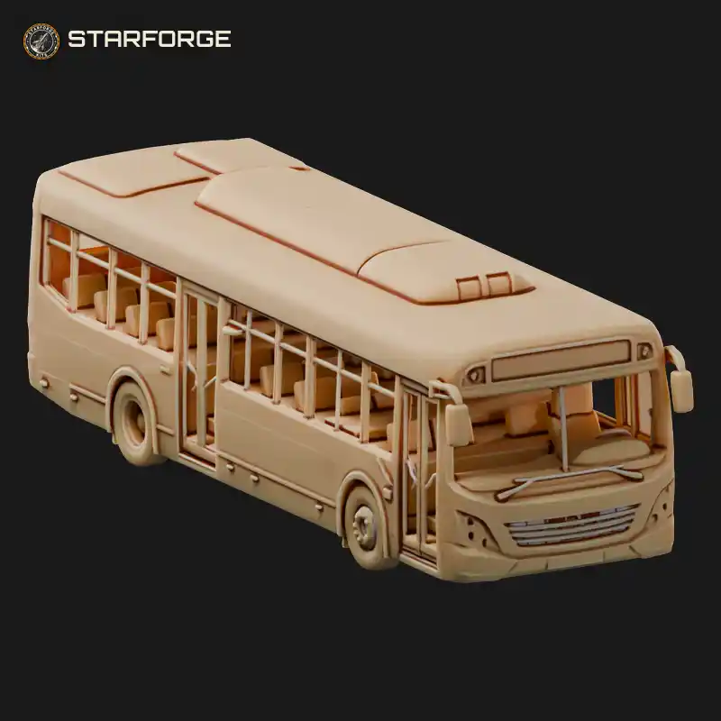 Modern City Transit Bus with Low Floor Wide Doors and Large Windows