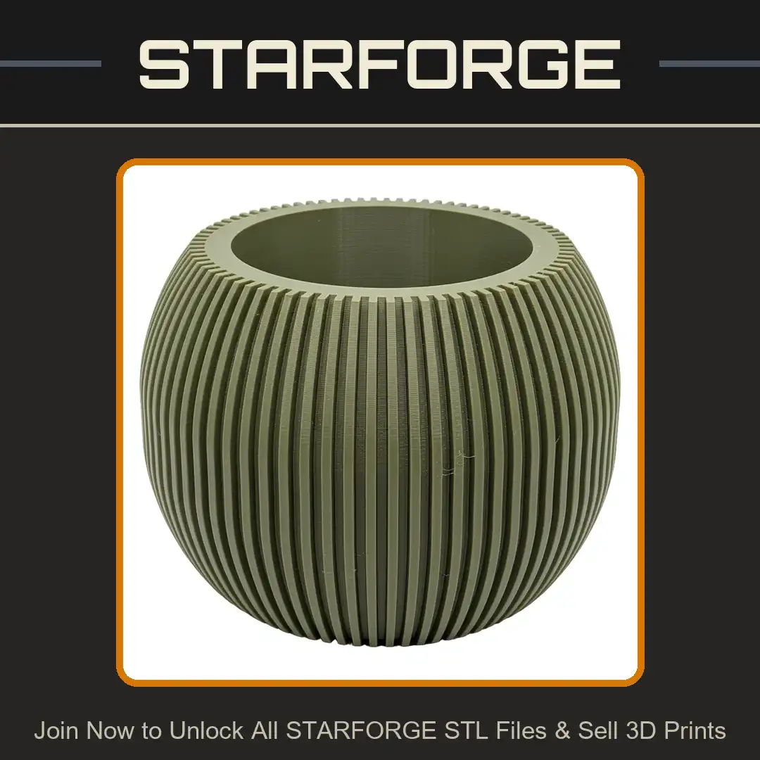 Modern Ribbed Sphere Planter Fluted Slatted Grooved Decorative Vase Lampshade Bowl - View 1 of 2