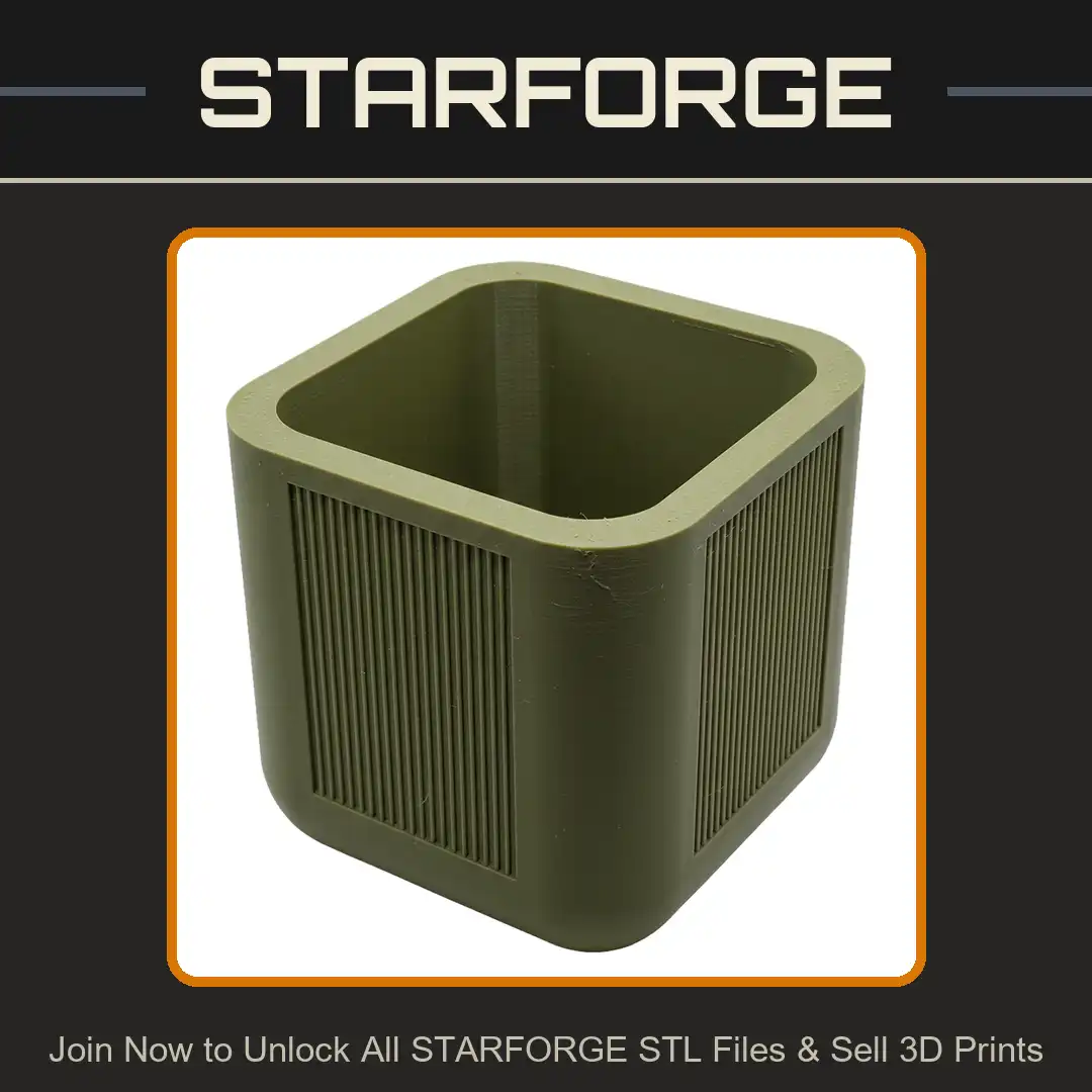 Modern Ribbed Square Planter Pot Slatted Pen Holder Pencil Cup Desk Organizer Container - View 1 of 2