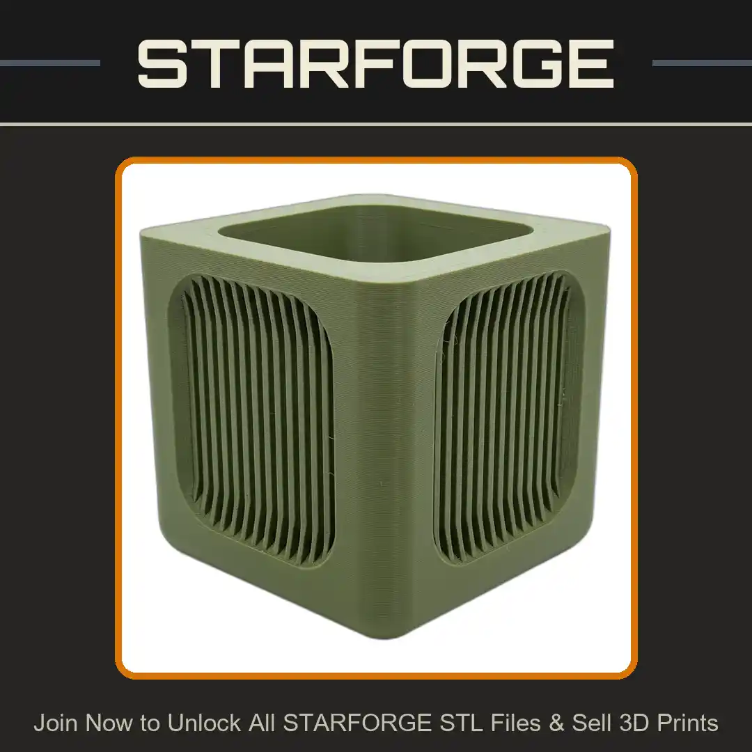 Modern Square Planter with Vertical Slatted Design - 3D Printable STL File