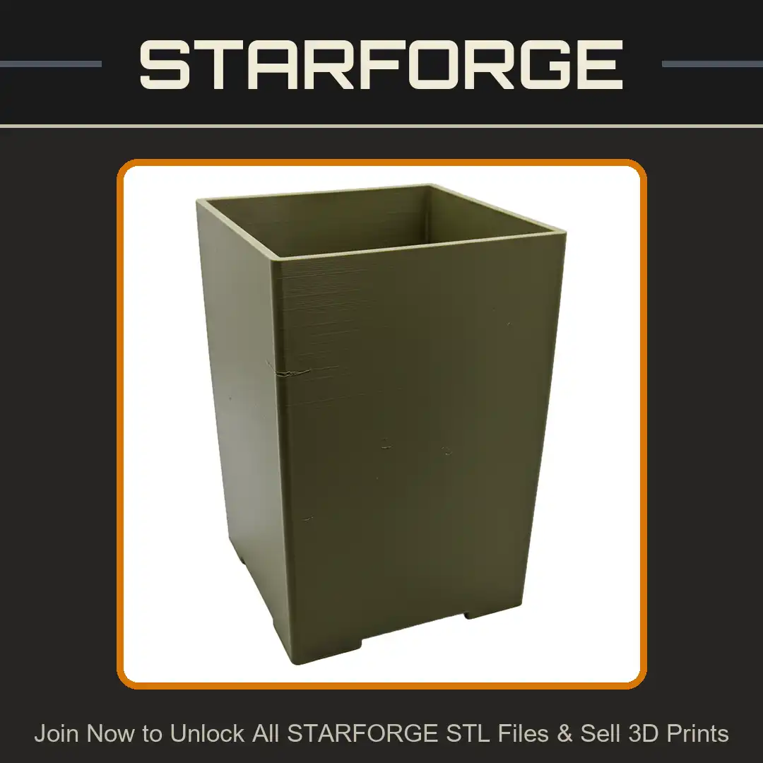 Modern Tall Square Rectangular Planter Wastebasket Trash Bin Footed Minimalist Pot - View 1 of 2