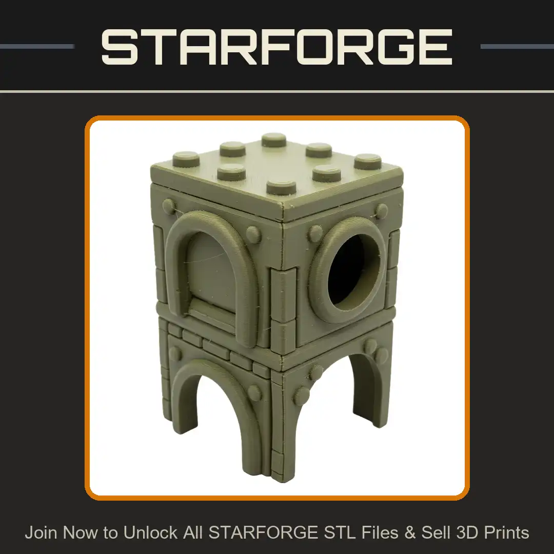 Modular 2x4 Studded Tower Section Arched Window Porthole Masonry Stone Riveted Block - View 1 of 2