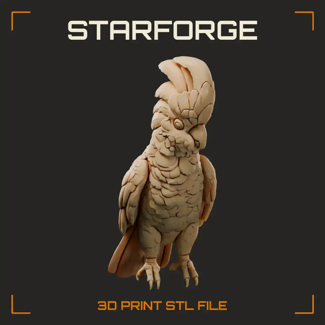 Moluccan Cockatoo With Raised Salmon Crest Pale Pink Plumage And Hooked Beak - 3D Printable STL File