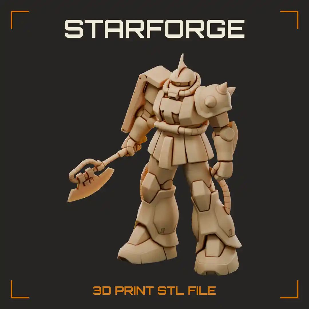 Mono-Eye Anime Mecha With Heat Axe Ribbed Pipes And Heavy Shoulder Armor