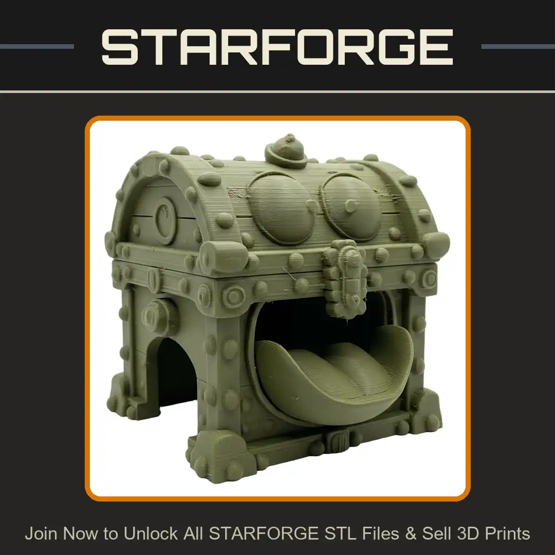 Monster Mimic Treasure Chest Trunk Archway Eyes Tongue Studded Riveted Wood Plank Hat - View 1 of 2