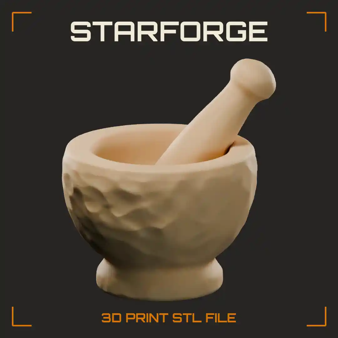 Mortar and Pestle with Thick Stone Bowl Rounded Pestle Grinding Head and Footed Base