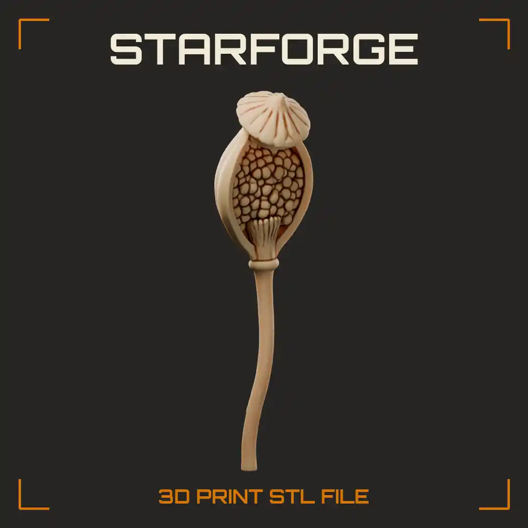 Moss Spore Capsule Cutaway with Lifted Operculum Lid Packed Spores Capsule Wall and Seta Stalk - 3D Printable STL File