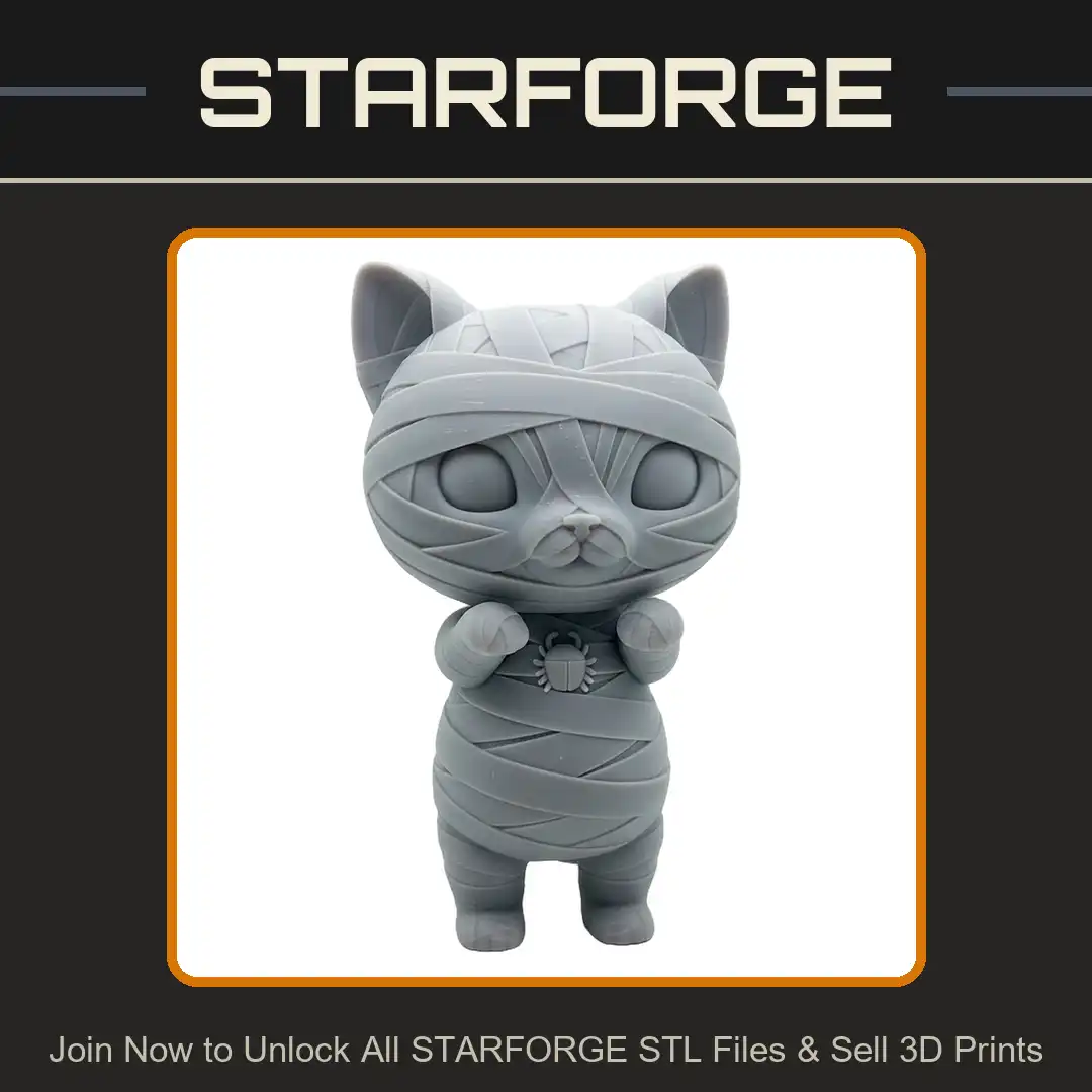 Mummy Cat Egyptian Scarab Beetle Amulet Bandages Chibi Zombie Undead Kitten Feline Paws - View 1 of 2