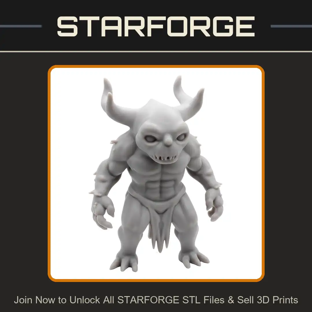 Muscular Horned Brute Demon Fiend Warrior Loincloth Spiked Shoulders Fangs Clawed Feet - View 1 of 2